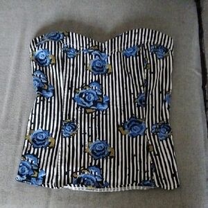 Katie Strapless Stripe/Floral Top